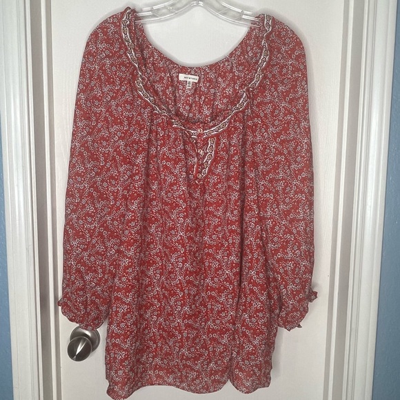 Max Studio Tops - Max Studio Red Floral Blouse Top Size 2X